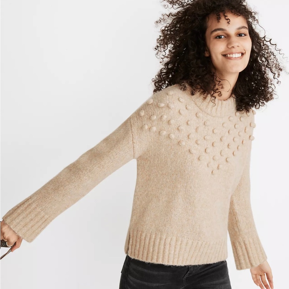 Madewell Cream Bobble Turtleneck Sweater Size L